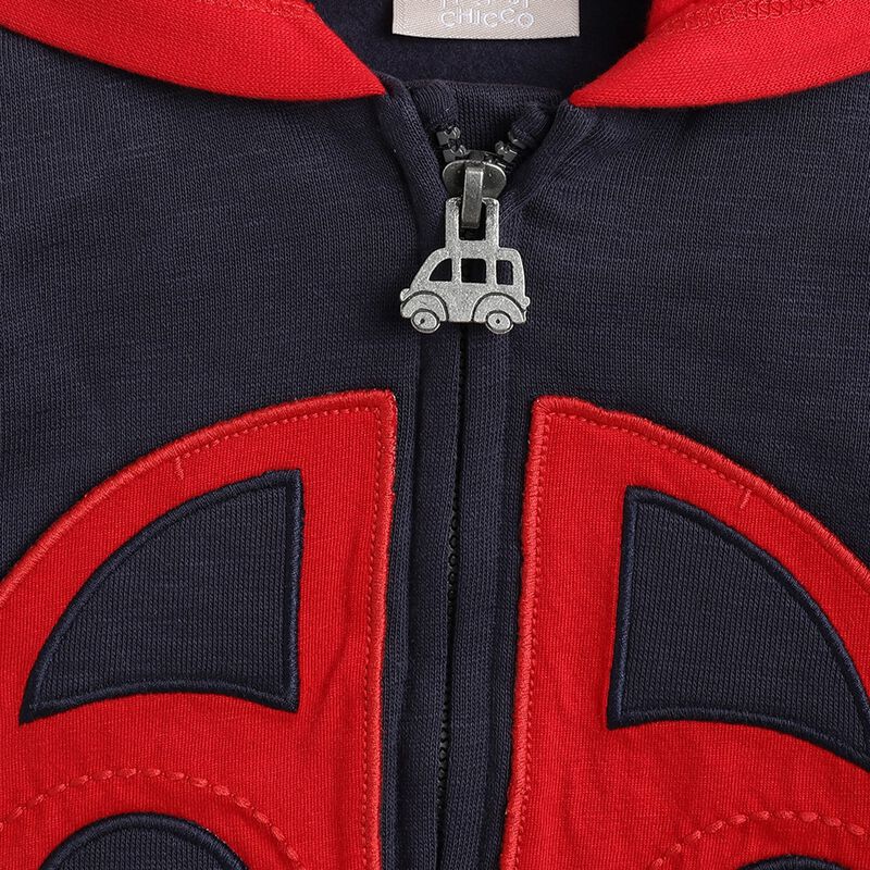 Boys Medium Light Blue Fleece Cardigan with Hood image number null